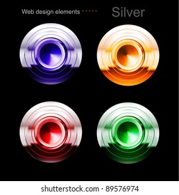 Colorful glossy silver buttons