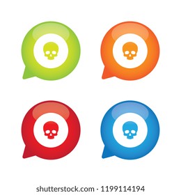 Colorful Glossy Skull Speech Bubble Labels