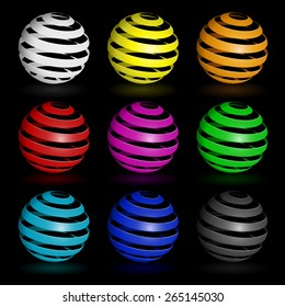 Colorful glossy spheres isolated. Vector illustration for your design..