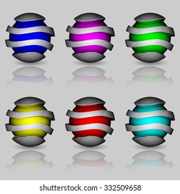 Colorful glossy spheres isolated. Vector illustration for your design..