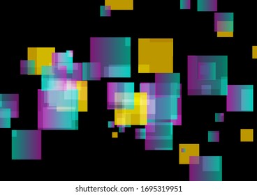 Farbige, glänzende Quadrate abstrakter technischer geometrischer Hintergrund. Vektorillustration