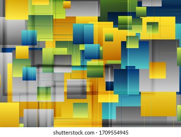 Colorful glossy squares abstract technology vector background