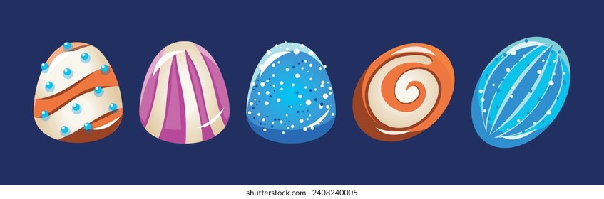 Colorful Glossy Sweets and Candy of Round Shape Vector Set