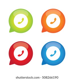 Colorful Glossy Telephone Speech Bubble Labels