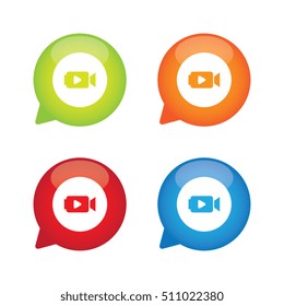 Colorful Glossy Video Camera Speech Bubble Labels