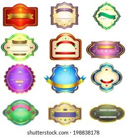 Colorful glossy vintage and retro badges design with no text, create by vector 