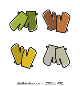 colorful gloves variations isolated on white vector illustration