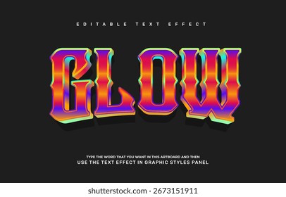 Colorful Glow editable text effect template

