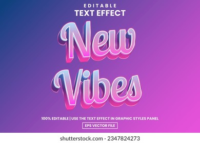 Colorful glow retro new vibes text style editable text effect template