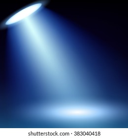 Colorful glow spotlight background glow shine vector illustration. Blue floodlight projector.
