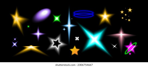 Colorful Glow Stars vector in various styles. 