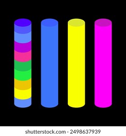 Colorful glow sticks vector cartoon illustration isolated on a white background.