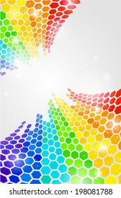 Colorful and glowing background with hexagons