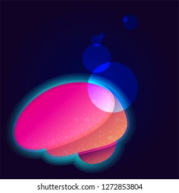 Colorful Glowing Brain. Thinking mind with camera spots. Brain bubbles. Glowing mind in outer space. Underwater bubbles. Colorful bubbles.