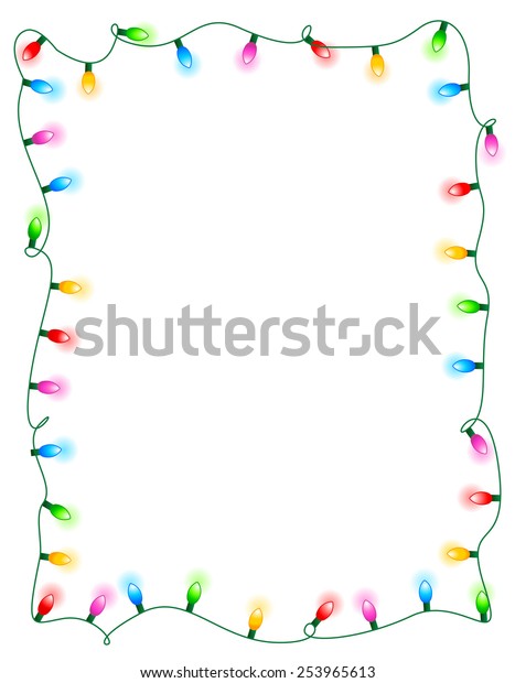 Colorful Glowing Christmas Lights Border Frame Stock Vector (Royalty Free) 253965613