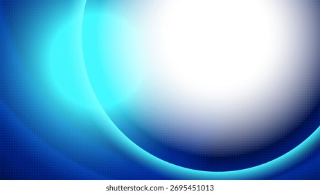 Colorful glowing light abstract background with white and blue color circle line, halftone effect, dot pattern, spot light pattern. Vector illustration.