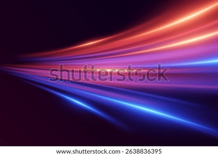 Colorful glowing light lines, with motion effect and futuristic speed lines.