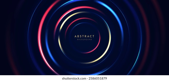 Colorful glowing lights in circle, vector abstract background