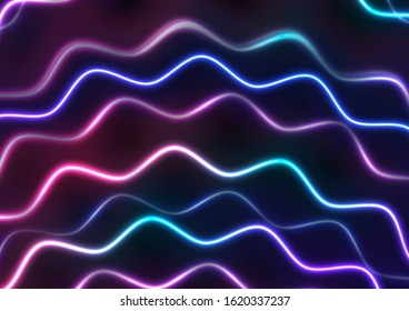 Colorful glowing neon abstract wavy circles tech background. Vector design