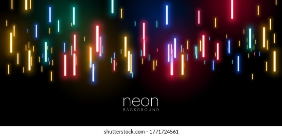 Colorful glowing neon lights party background. Night club dj party or festival concept vector design.