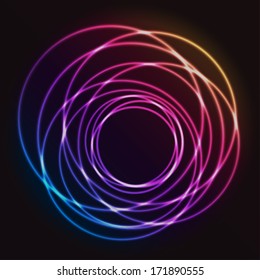 Colorful Glowing Rings Design - vector eps10 abstract background 