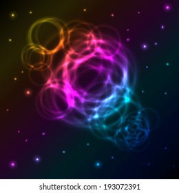 Colorful Glowing Rings, Vector Abstract Background