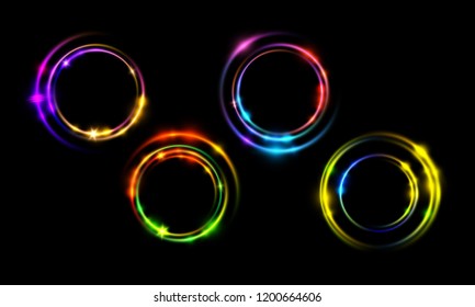 Colorful Glowing Rings. Vector eps10 abstract background.