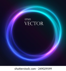 Colorful Glowing Rings  vector eps10 abstract background. Neon effect.