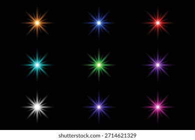 Vector de efecto de luz de estrella brillante colorido