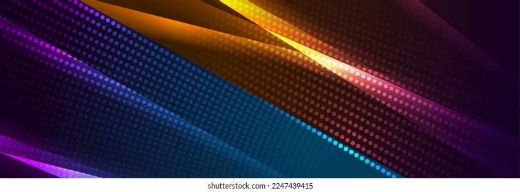Colorful glowing stripes and dots abstract background. Vector banner design