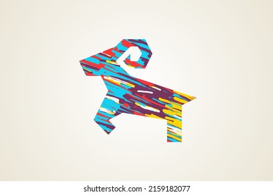 Colorful goat artistic logo design