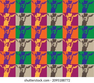 colorful goat print. pop art decoration print