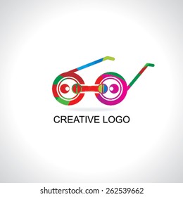 colorful goggle with mic creative logo concept 