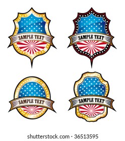 Colorful Gold USA Vintage Emblems