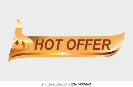 Colorful golden hot offer icon. Tongues of flame on a golden background. EPS10 vector illustration.