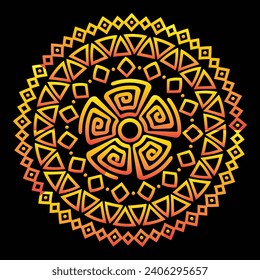 Colorful Golden Mandala Design EPS