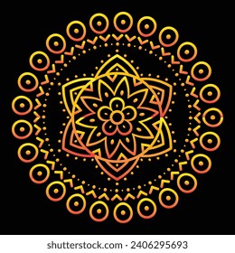 Colorful Golden Mandala Design EPS