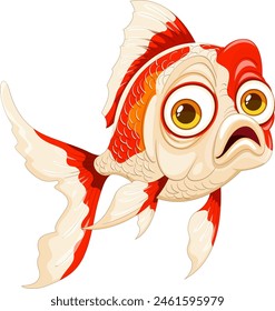 Colorful goldfish with wide eyes and fins