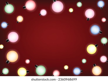 Colorful golf light bulb frame with copy space on red background abstract vector illustration celebration template of flyer, invitation, web banner, poster.