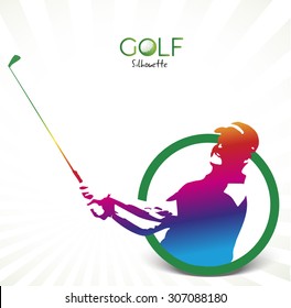 Colorful golf silhouette isolated on white, vector illustration