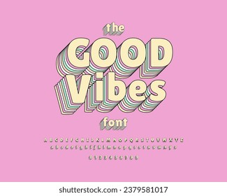 Conjunto de tipos de letra del Diseñador de buenas vibraciones en color en formato vectorial