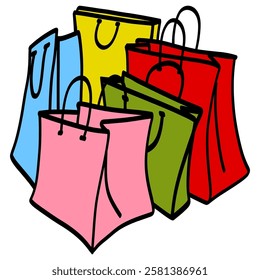 Colorful Goodie Bags Shopping Gift Vector Design Illustration