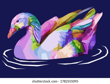 colorful goose on pop art style .vector illustration.