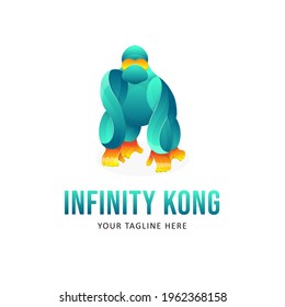 Colorful Gorilla Logo Design. Gradient Style Logo Animal