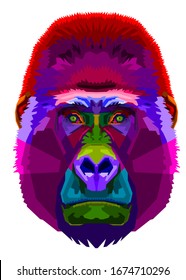 colorful gorilla on pop art style. vector illustration