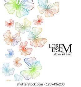 Colorful graceful butterflies from the lines. Vector illustration