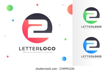 Colorful Gradient 2 two number Letter Logo Rounded Circle Logo Design Template for Property, restaurant, Health, shop, tech and all Kinds Company Business. Vector Template 