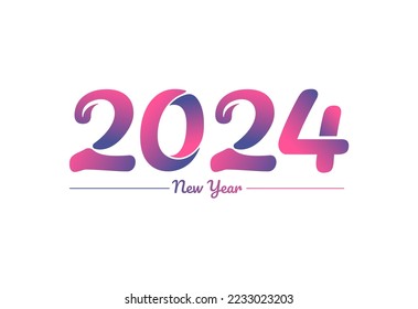 Colorful gradient 2024 new year logo design, New year 2024 Images
