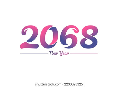 Colorful gradient 2068 new year logo design, New year 2068 Images