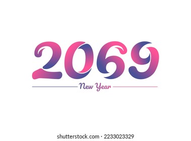 Colorful gradient 2069 new year logo design, New year 2069 Images